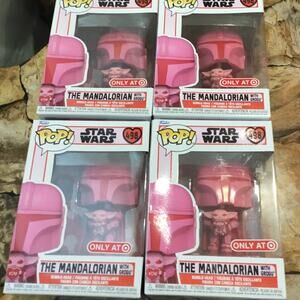 The Mandalorian with Grogu Pink lot of 4 Funko Pop Star Wars Bobblehead